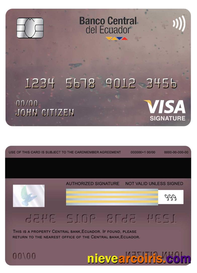Ecuador Central bank visa signature card